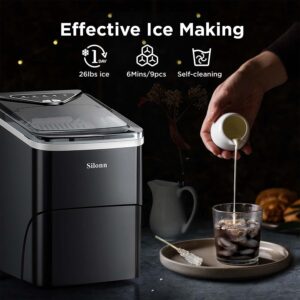 Silonn Ice Maker Countertop, Self-Cleaning Ice Machine with Ice Scoop and Basket 2