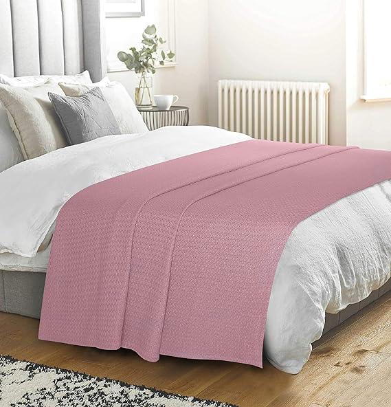 BELIZZI HOME 100 Cotton Bed Blanket, Breathable Bed Blanket Full Queen Size, Cotton Thermal Blankets Full Queen, Perfect for Layering Any Bed for All Season, Purple